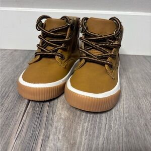 Tan Boots with Rubber Sole and Dark Brown Laces
